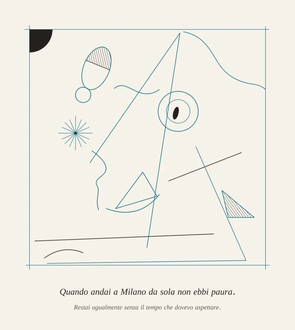 Volto geometrico in linee blu