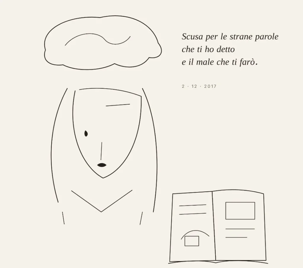 Disegno a linee: ragazza con un libro aperto