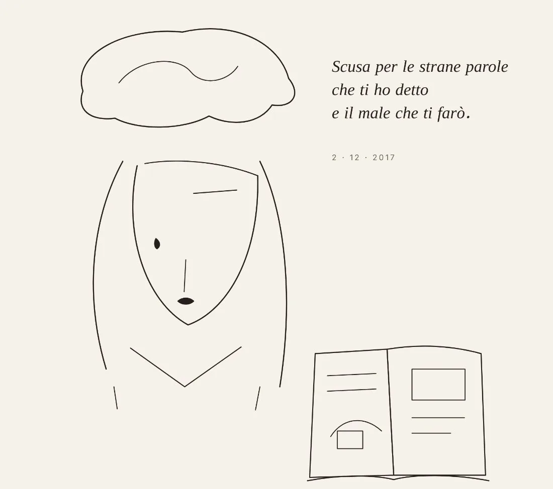 Disegno a linee: ragazza con un libro aperto