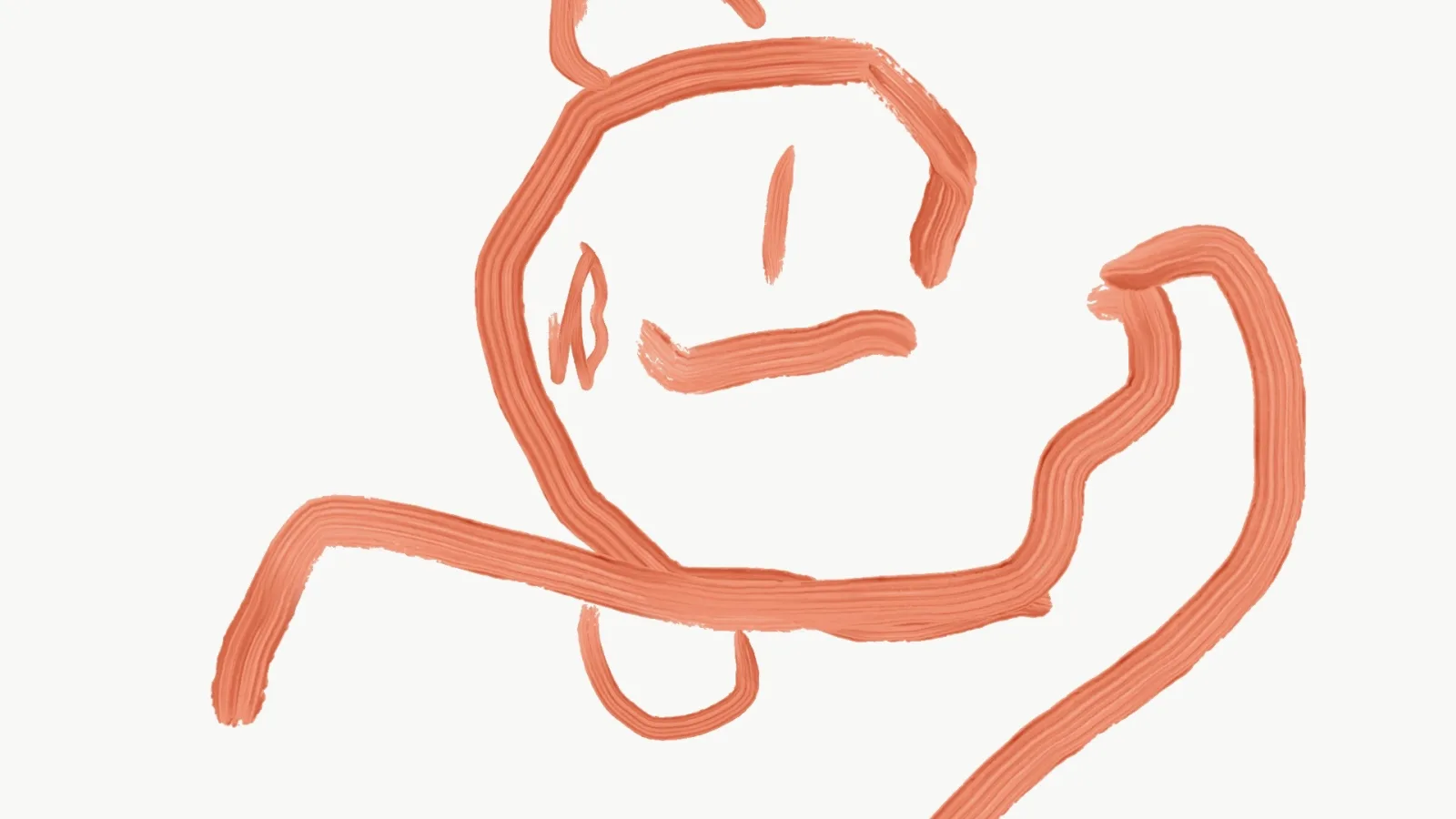 Volto disegnato a pennellate arancioni